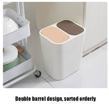 Dry And Wet Classification Press Trash Can Household Kitchen Paper Basket(Gray)