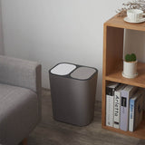 Dry And Wet Classification Press Trash Can Household Kitchen Paper Basket(Gray)