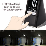 3-Level Dimmable LED Leather Texture Desk Lamp W. Temperature/Clock/Calendar Display 5W(Black)