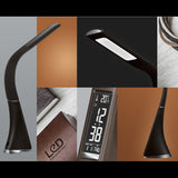 3-Level Dimmable LED Leather Texture Desk Lamp W. Temperature/Clock/Calendar Display 5W(Black)