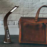 3-Level Dimmable LED Leather Texture Desk Lamp W. Temperature/Clock/Calendar Display 5W(Black)