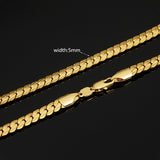 5mm Full Sideways Gold Plated Necklace Fashion Jewelry, Specification: 24 inch (60cm)