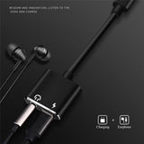 USB-C / Type-C to 3.5mm Aux + USB-C / Type C Earphone Adapter Charger Audio Cable(black)