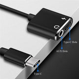 USB-C / Type-C to 3.5mm Aux + USB-C / Type C Earphone Adapter Charger Audio Cable(black)