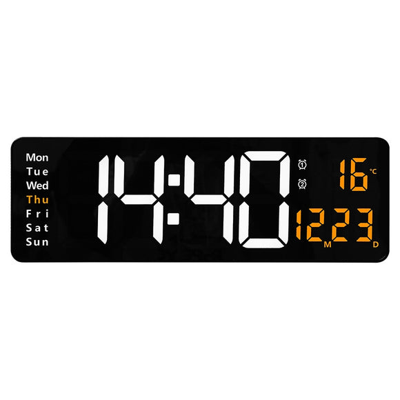 Living Room Wall-Mounted Large Screen Display LED Digital Clock, Color: Orange Temperature