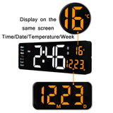 Living Room Wall-Mounted Large Screen Display LED Digital Clock, Color: Orange Temperature