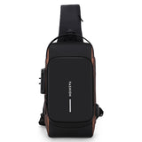 Men Multifunctional Waterproof Password Anti-theft Chest Bag(Black Brown)