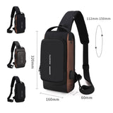 Men Multifunctional Waterproof Password Anti-theft Chest Bag(Black Brown)