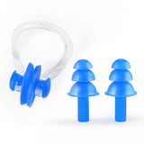 Earplugs Nose Clip Silicone Set Swimming Waterproof Equipment(Blue)