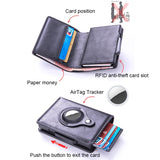 X-80 RFID Anti-theft Brushed Leather Card Holder For AirTag(Coffee)