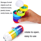 Portable Cylindrical Rotary 7 Compartments Independent Plastic Travel Pill Box