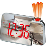 LED Mirror Projection Automatic Semi- bright Electronic Clock(Black Shell+Red Light)