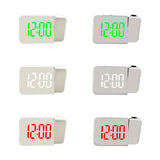 LED Mirror Projection Automatic Semi- bright Electronic Clock(Black Shell+Red Light)