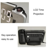 LED Mirror Projection Automatic Semi- bright Electronic Clock(Black Shell+Red Light)