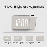 LED Mirror Projection Automatic Semi- bright Electronic Clock(Black Shell+Red Light)