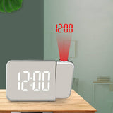 LED Mirror Projection Automatic Semi- bright Electronic Clock(Black Shell+Red Light)