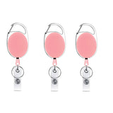 68cm Retractable Pull Badge Reel Zinc Alloy ID Lanyard Name Tag Card Badge Holder(Pink)