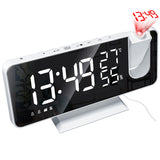Mirror Surface LED Radio Projection Alarm Clock with Temperature & Humidity Display(White+White Characters)
