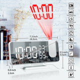 Mirror Surface LED Radio Projection Alarm Clock with Temperature & Humidity Display(White+White Characters)
