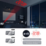 Mirror Surface LED Radio Projection Alarm Clock with Temperature & Humidity Display(White+White Characters)
