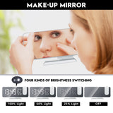 Mirror Surface LED Radio Projection Alarm Clock with Temperature & Humidity Display(White+White Characters)