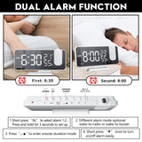 Mirror Surface LED Radio Projection Alarm Clock with Temperature & Humidity Display(White+White Characters)