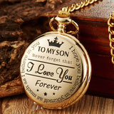 Engraved Vintage Commemorative Quartz Pocket Watch Round Watch, Style: Forever (Gold)