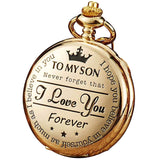 Engraved Vintage Commemorative Quartz Pocket Watch Round Watch, Style: Forever (Black)