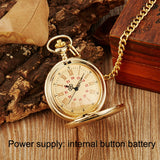 Engraved Vintage Commemorative Quartz Pocket Watch Round Watch, Style: Forever (Black)