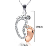 Crystal Cute Foot Shape Pendant Necklace Mother Day Gift Jewelry(Gold)