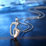 Crystal Cute Foot Shape Pendant Necklace Mother Day Gift Jewelry(Gold)