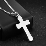 Three Layer Cross Necklace Titanium Steel Men Necklace, Color: Steel Color Pendant+3x55cm Pearl Chain