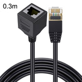 Straight Head 0.3m Cat 8 10G Transmission RJ45 Male To Female Computer Network Cable Extension Cable(Black)
