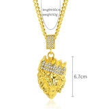 Crown Lion Head Exaggerated Hip Hop Style Necklace Collarbone Chains