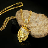 Crown Lion Head Exaggerated Hip Hop Style Necklace Collarbone Chains