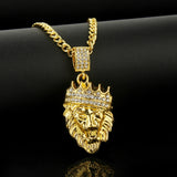 Crown Lion Head Exaggerated Hip Hop Style Necklace Collarbone Chains