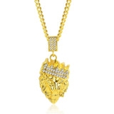 Crown Lion Head Exaggerated Hip Hop Style Necklace Collarbone Chains