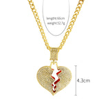 Heart Broken Exaggerated Hip Hop Style Necklace Collarbone Chains