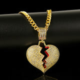 Heart Broken Exaggerated Hip Hop Style Necklace Collarbone Chains