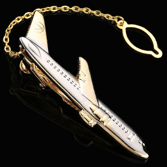 Men Business Formal Wedding Tie Clips, Color: Gold Aircraft