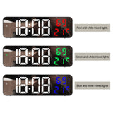 Mirror Screen Digital LED Alarm Clock USB Plug-in/Battery Dual-use With Temperature/Humidity Display