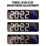 Mirror Screen Digital LED Alarm Clock USB Plug-in/Battery Dual-use With Temperature/Humidity Display
