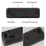 Mirror Screen Digital LED Alarm Clock USB Plug-in/Battery Dual-use With Temperature/Humidity Display