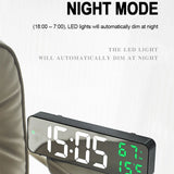 Mirror Screen Digital LED Alarm Clock USB Plug-in/Battery Dual-use With Temperature/Humidity Display