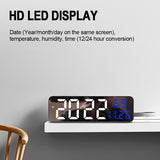 Mirror Screen Digital LED Alarm Clock USB Plug-in/Battery Dual-use With Temperature/Humidity Display