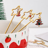 6pcs /Pack Christmas Stainless Steel Spoon And Fork Cutlery Gift Set, Style: 410 Pentagram+Red Box