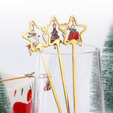 6pcs /Pack Christmas Stainless Steel Spoon And Fork Cutlery Gift Set, Style: 410 Pentagram+Red Box