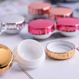 Portable Beauty Lens Care Double Box Contact Lens Case(Silver)