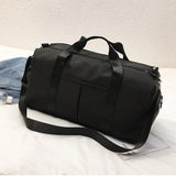 Soft Nylon Cloth Shoulder Sports Gym Yoga Handbag (Black)