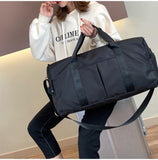 Soft Nylon Cloth Shoulder Sports Gym Yoga Handbag (Black)